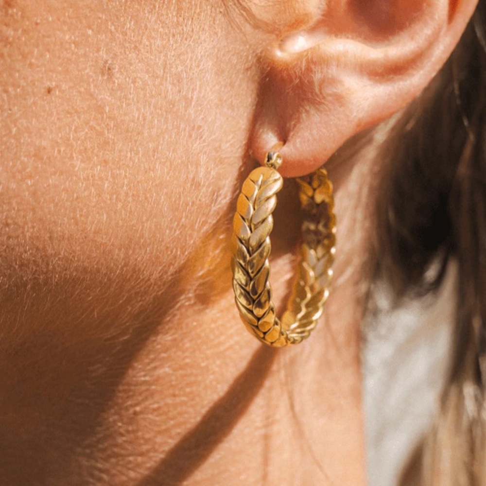 Chain earrings hoop earrings gold earrings